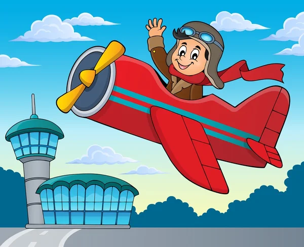 Piloto en avión retro tema imagen 2 — Vector de stock