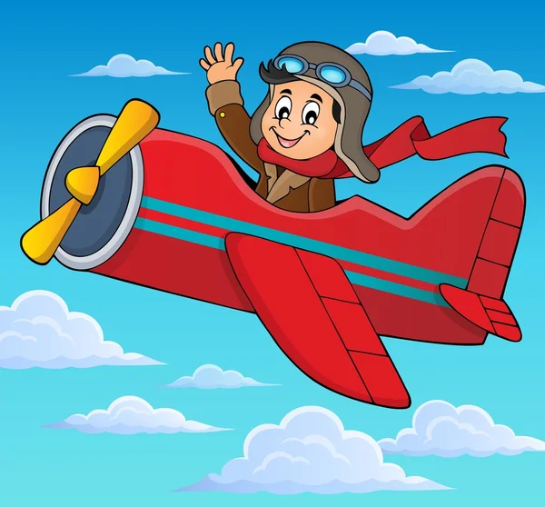 Piloto en avión retro tema imagen 3 — Vector de stock