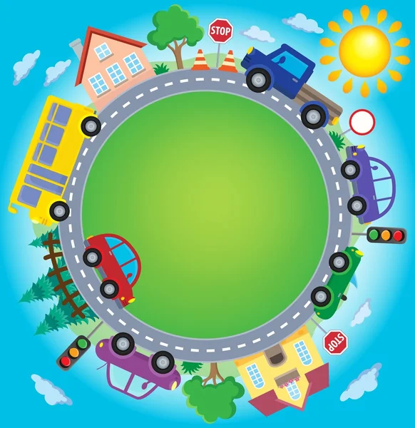 Circle with cars theme image 2 — Stock Vector