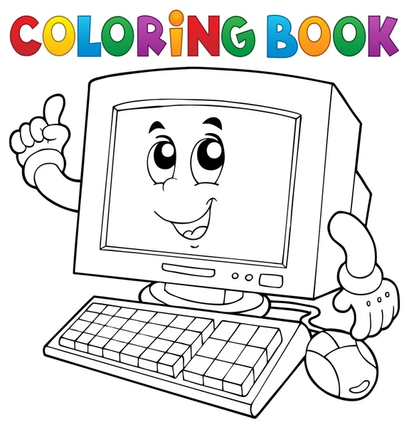 Coloring book computer thematics 1 — Stock Vector