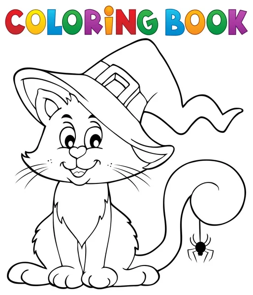 Livro para colorir Halloween gato tema 2 —  Vetores de Stock