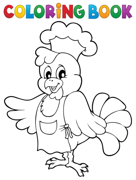 Libro para colorear pollo chef — Vector de stock