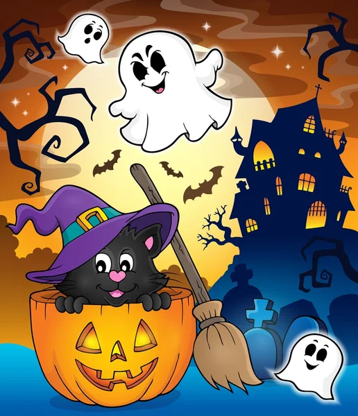 Halloween gato tema imagem 3 — Vetor de Stock