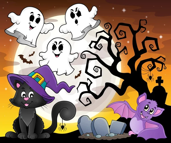 Halloween Katze Thema Bild 6 — Stockvektor