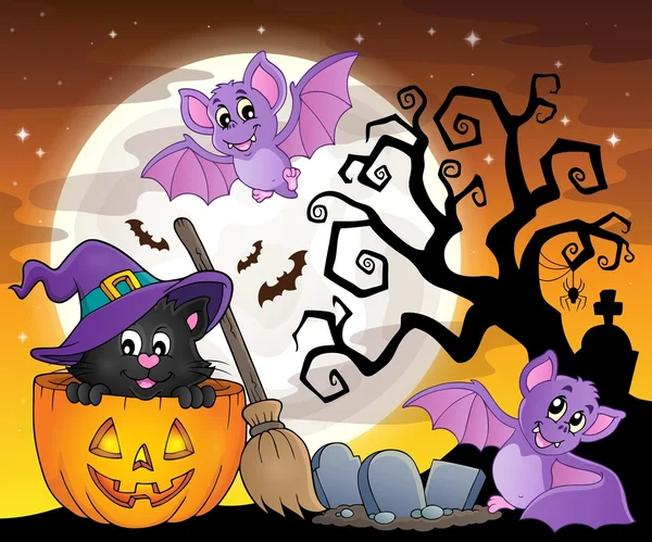 Halloween cat tematu obrazek 5 — Wektor stockowy