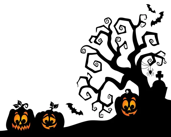 Halloween-Baum Silhouette Thema 2 — Stockvektor
