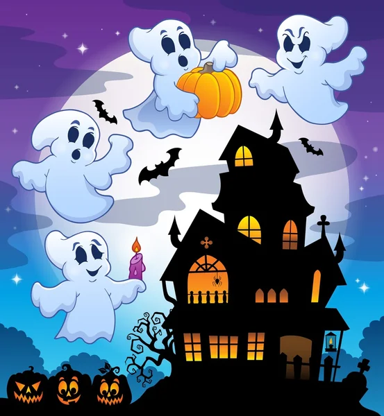 Spookhuis silhouet thema afbeelding 3 — Stockvector