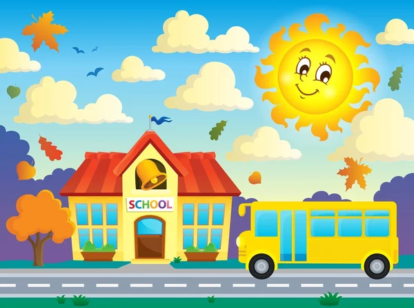 Okul ve otobüs Tema Resim 3 — Stok Vektör