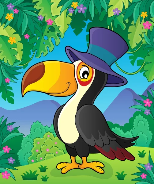 Toucan com imagem tema chapéu 2 — Vetor de Stock