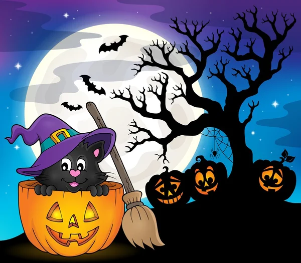 Immagine tema Halloween gatto 7 — Vettoriale Stock