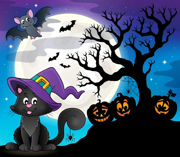 Halloween cat tematu obrazu 8 — Wektor stockowy