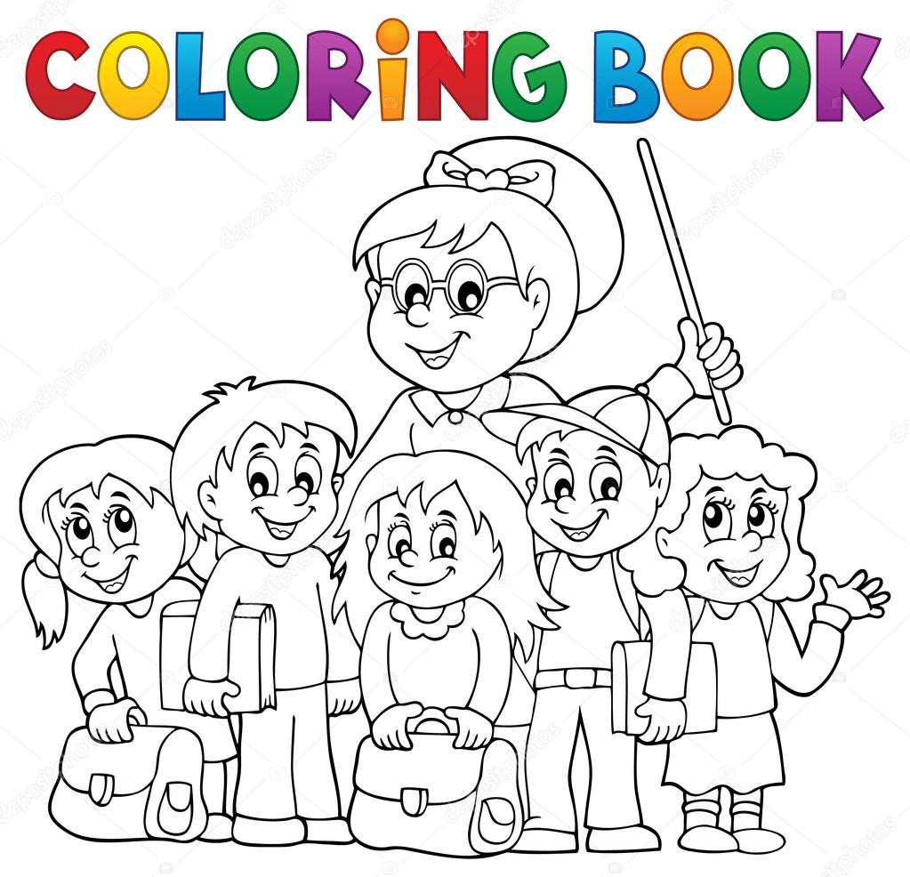 Tema 1 di classe della scuola del libro da colorare — Vettoriale Stock