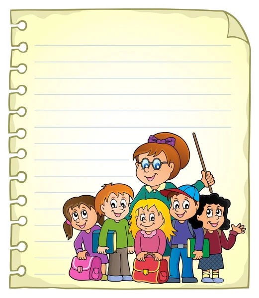 Página de caderno com classe escolar — Vetor de Stock