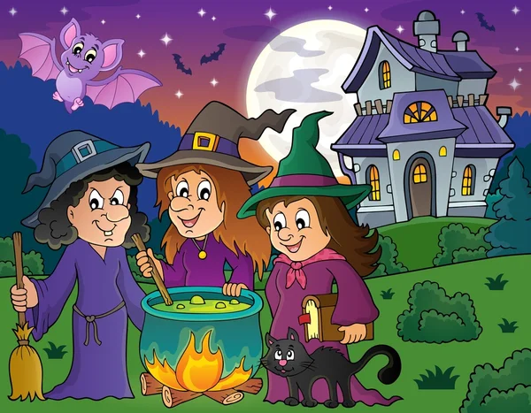 Three witches theme image 4 — Stock Vector