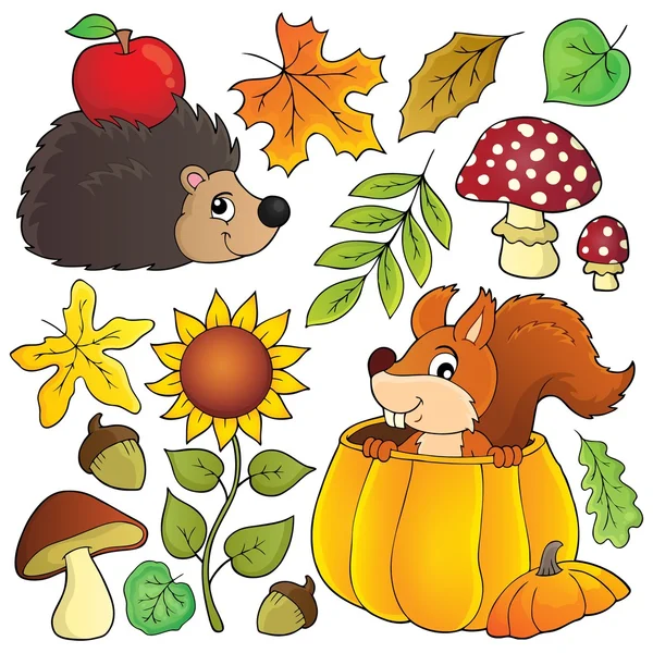 Herfst natuur thema ingesteld 1 — Stockvector