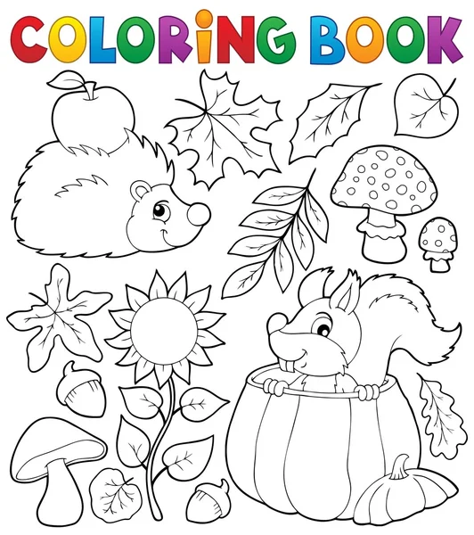 Coloring book autumn nature theme 1 — Stock Vector