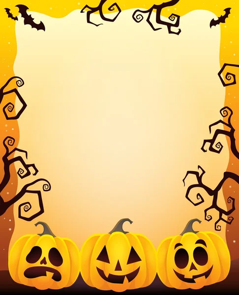 Frame met drie Halloween pompoenen — Stockvector