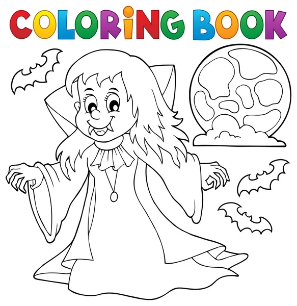 Colorir livro vampiro menina tema 1 —  Vetores de Stock