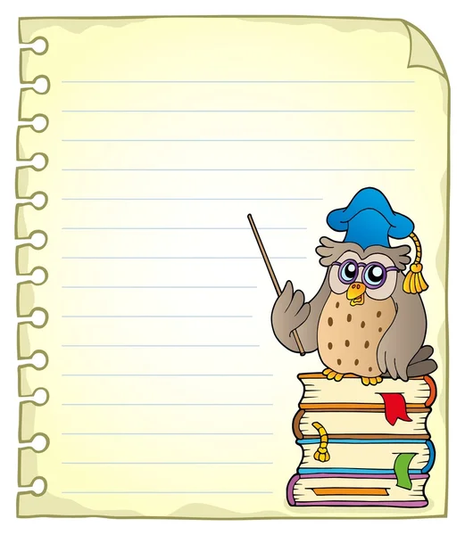 Notebook page with owl teacher 2 — Stock Vector