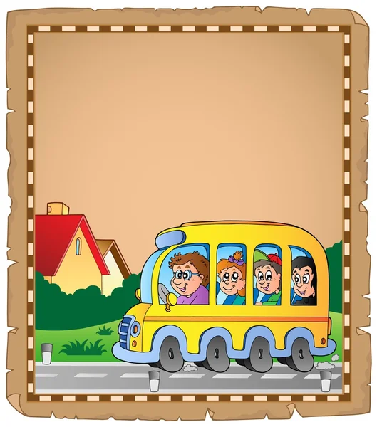 Parchemin avec autobus scolaire 1 — Image vectorielle