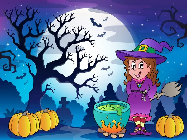 Paysage avec caractère Halloween 3 — Image vectorielle