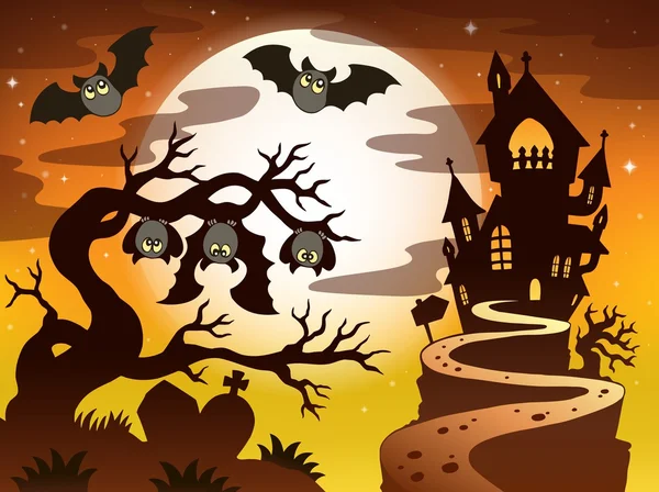 Téma s halloween silueta 2 — Stockový vektor