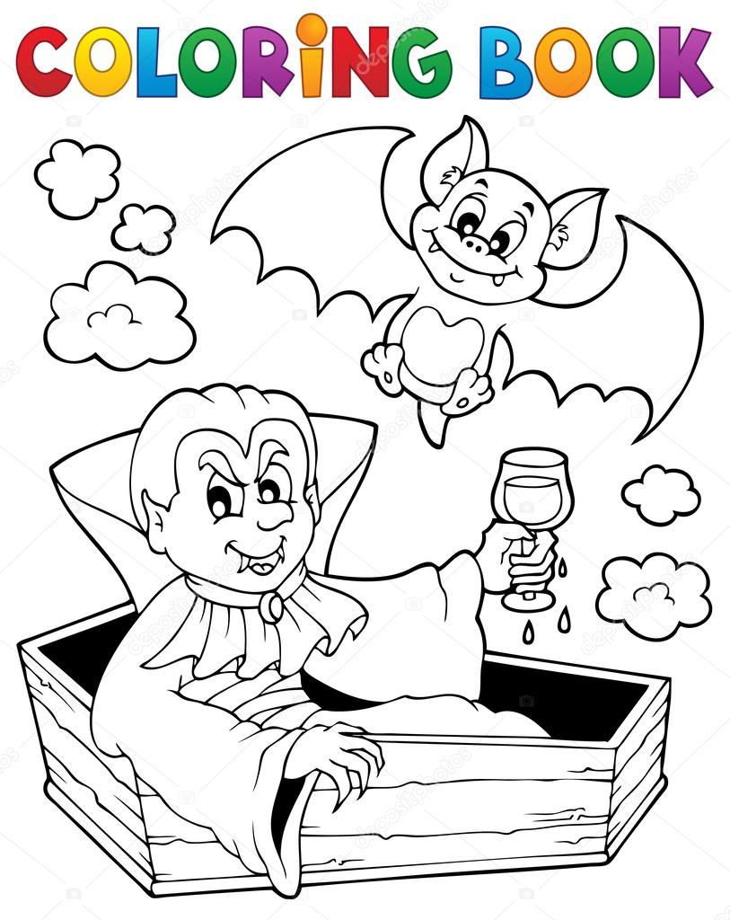 Desenho para colorir de vampiro no caix · Creative Fabrica