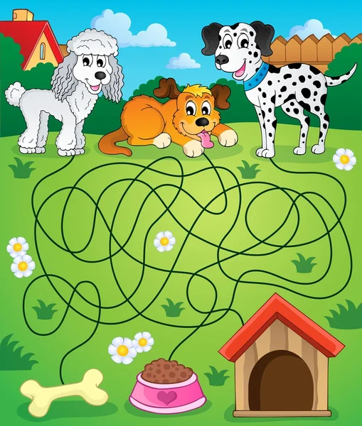 Labyrinth 14 mit Hunden — Stockvektor