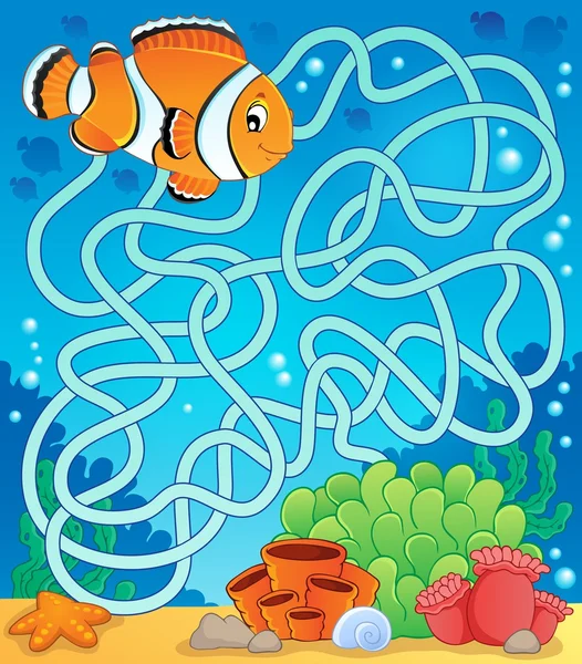 Maze 18 with fish theme — Stock Vector