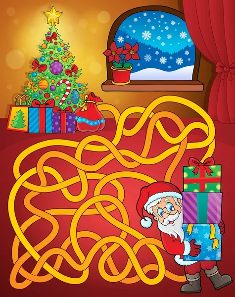 Labyrinthe 21 avec thème de Noël — Image vectorielle