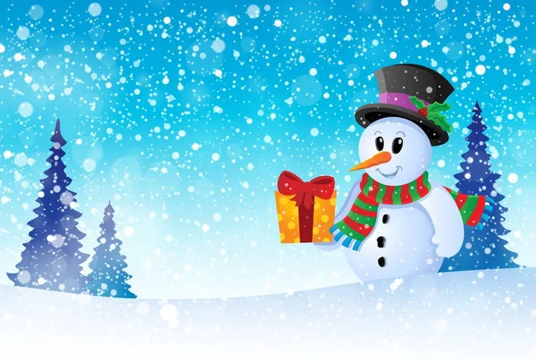 Snowman thema Winterbeeld 8 — Stockvector