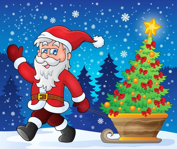 Santa Claus promenad tema 2 — Stock vektor