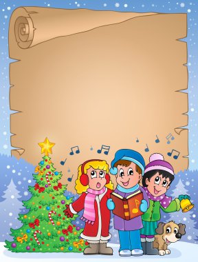 Parchment with carol singers clipart