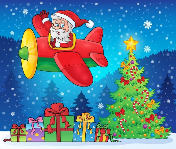 Père Noël en avion thème image 9 — Image vectorielle