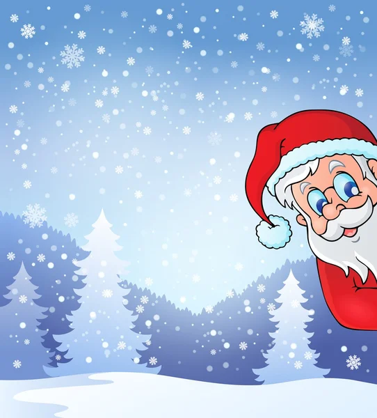 Tema con Santa Claus al acecho — Vector de stock