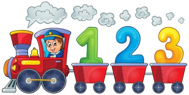 Train with three numbers clipart