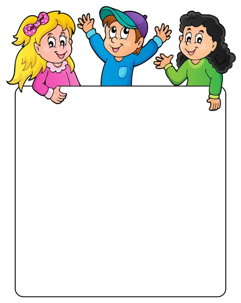 Marco en blanco con niños felices — Vector de stock