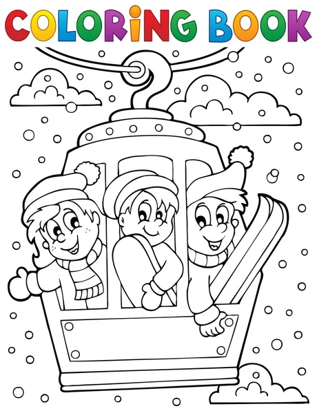 Coloriage thème téléphérique livre — Image vectorielle