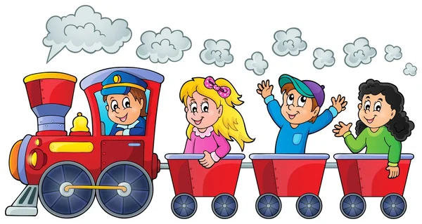 Treno con bambini felici — Vettoriale Stock