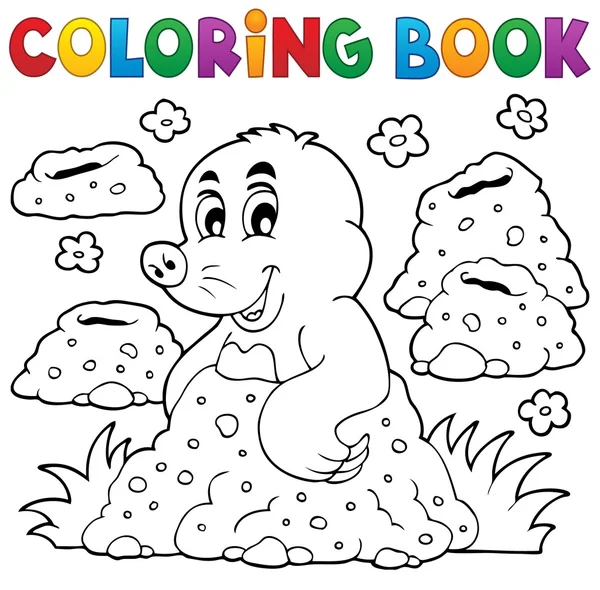 Coloring book with happy mole theme 1 — Stock Vector