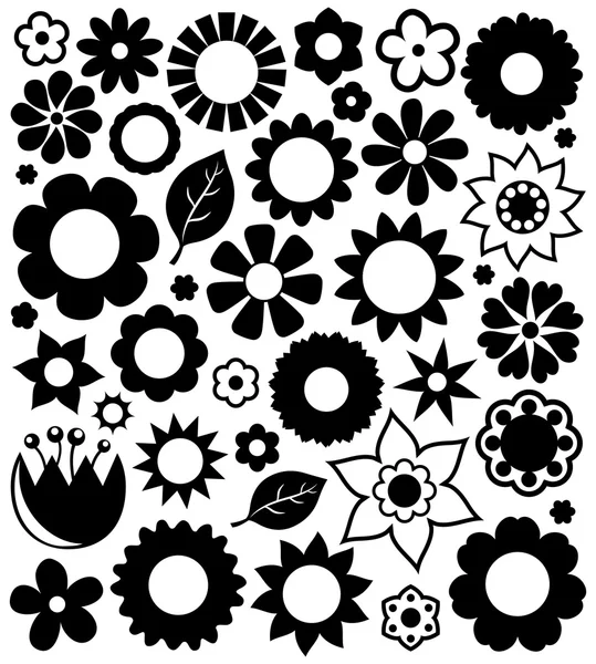 Flower silhouettes collection 1 — Stock Vector