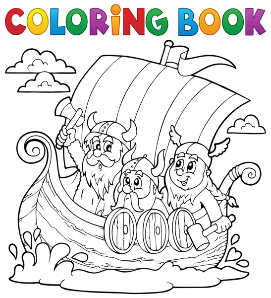 Libro da colorare con nave vichinga — Vettoriale Stock