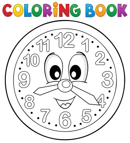 Coloriage livre horloge thème 2 — Image vectorielle