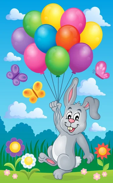 Kaninchen mit Luftballons Thema Bild 2 — Stockvektor