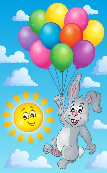 Kanin med ballonger temabild 3 — Stock vektor