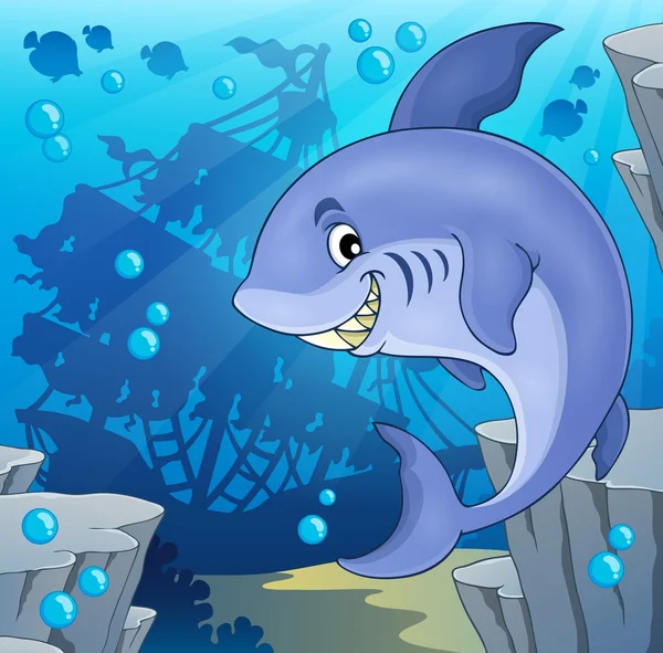 Imagem com tema de tubarão 4 — Vetor de Stock