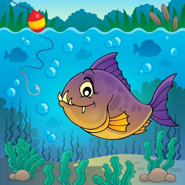 Piranha vis onderwater thema 3 — Stockvector