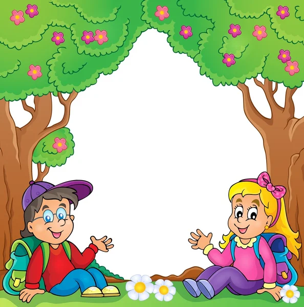学校の子供たちテーマ画像 3 — ストックベクタ
