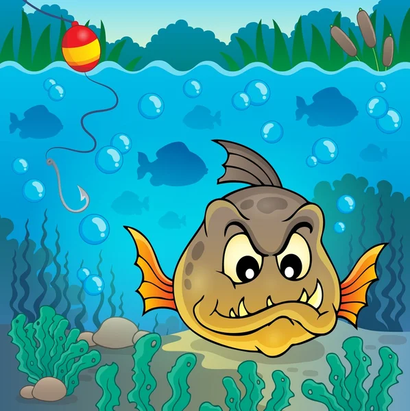 Piranha-Fische unter Wasser Thema 4 — Stockvektor