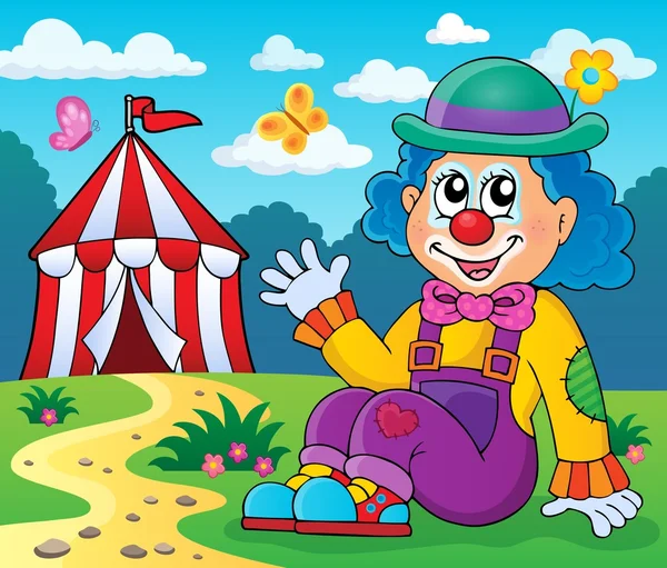 Sitting clown theme image 4 — Stock Vector